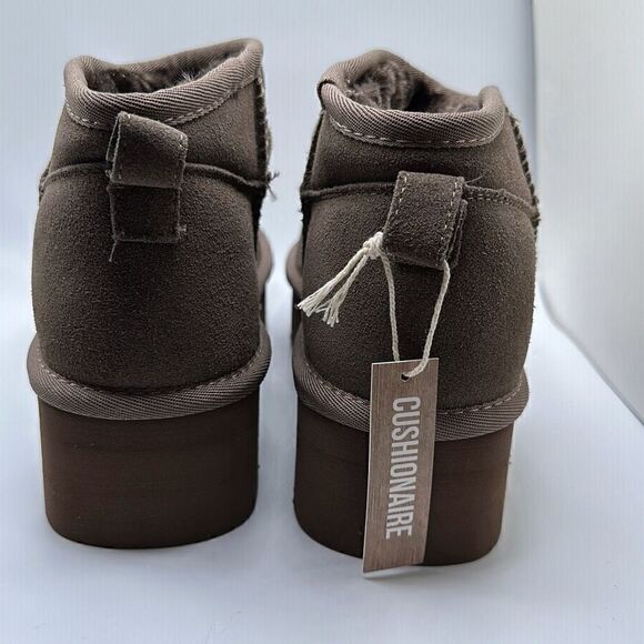 CUSHIONAIRE Women's Genuine Suede pull on platform boot +Memory Foam 8 TAUPE - Picture 4 of 7